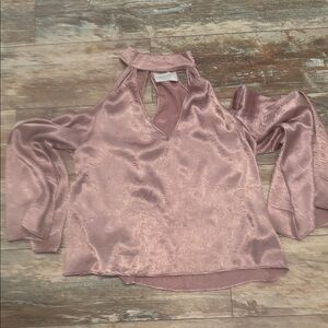 Mauve Satin Cold shoulder Women's Top